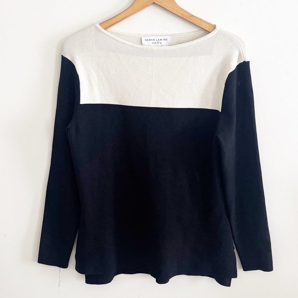 Derek Lam 10C x Athleta colorblocked pullover knit sweater ivory black size XL